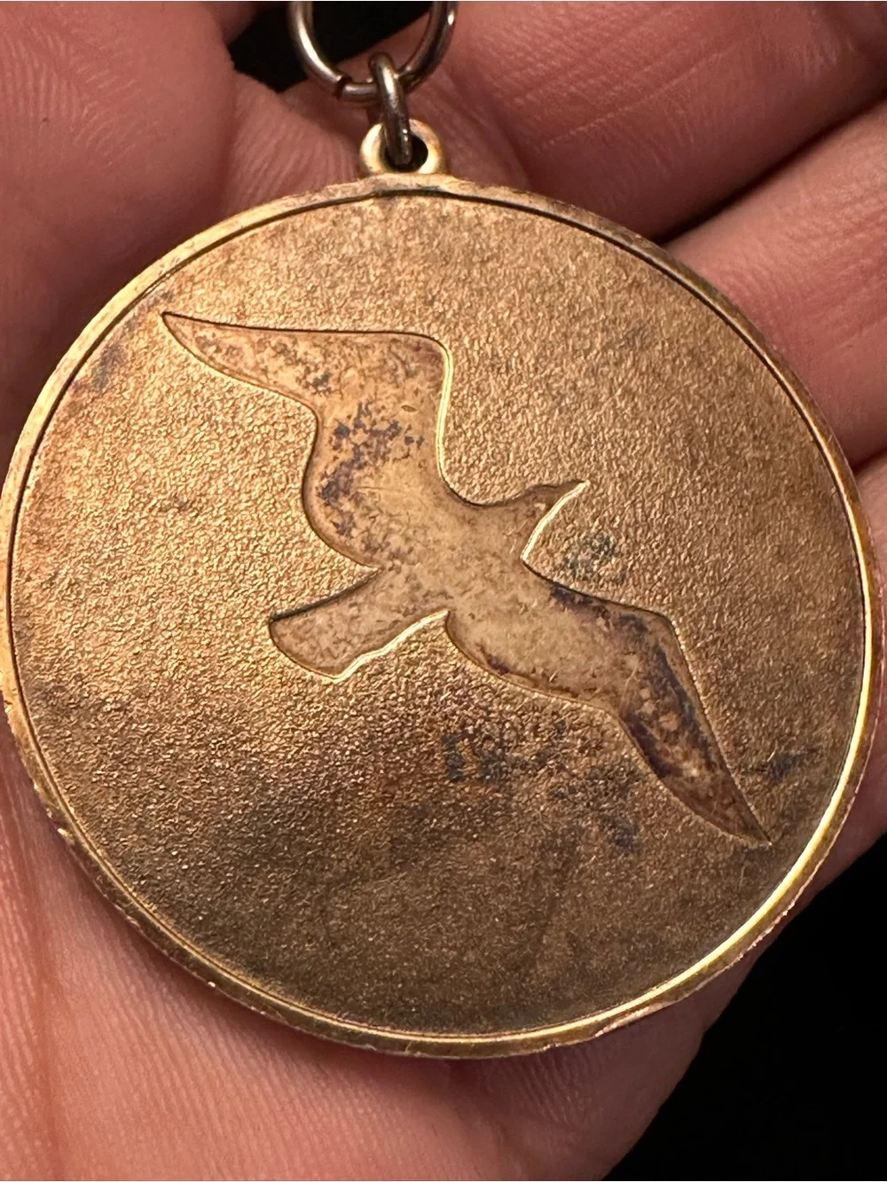 Vintage J Livingston Seagull Coin Necklace 25K Gold over Sterling Silver 24”